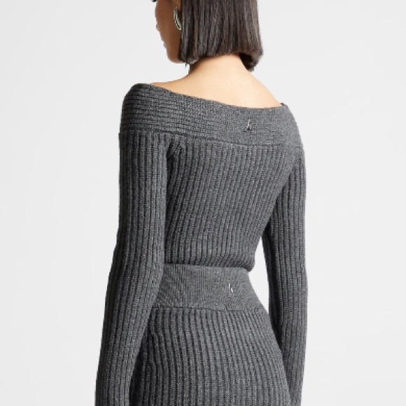 Maniere De Voir Off Shoulder Knit Crop Top and Pencil Skirt Set - Picture 4 of 10